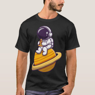Cute Astronaut Eating Pizza Planet T-Shirt
