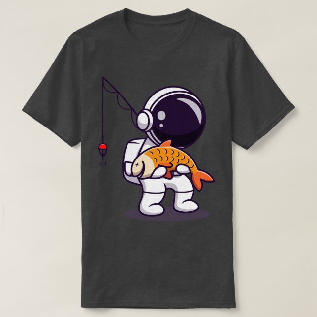 Cute Astronaut Fishing T-Shirt (Design Front)