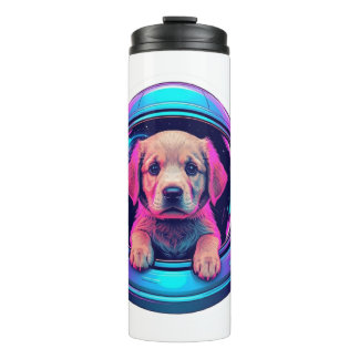 Cute Astronaut Golden Retriever Puppy Thermal Tumbler
