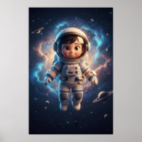 Cute Astronaut Kid | Space Adventure Art Poster