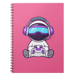 Cute Astronaut Playing VR Game Cartoon Notebook