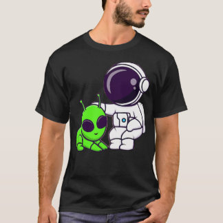Cute Astronaut Playing With A Alien Cartoon T-Shirt
