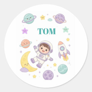 Cute Astronaut Space Adventure for Kids Classic Round Sticker