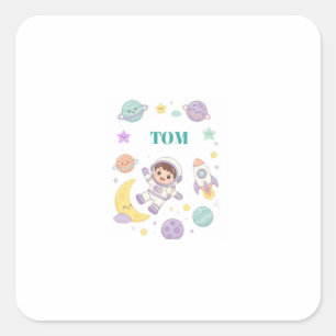 Cute Astronaut Space Adventure for Kids Square Sticker