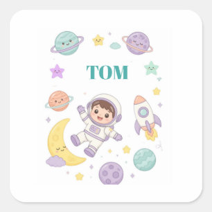 Cute Astronaut Space Adventure for Kids Square Sticker
