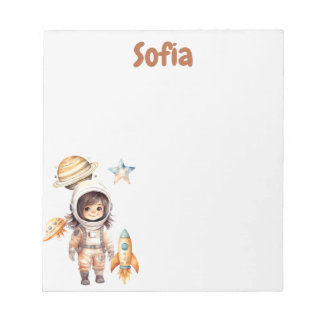 Cute astronaut Space Adventure personalized Notepad