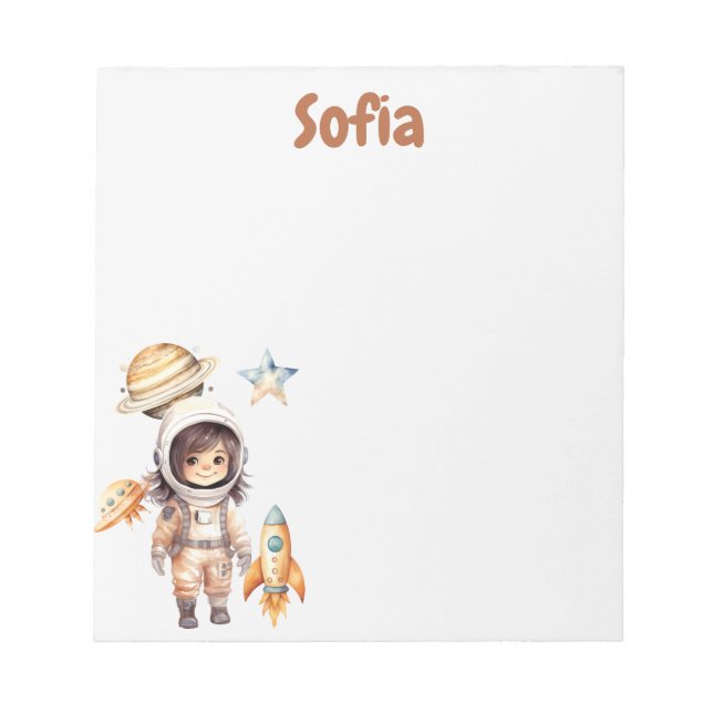 Cute astronaut Space Adventure personalized  Notepad (Front)