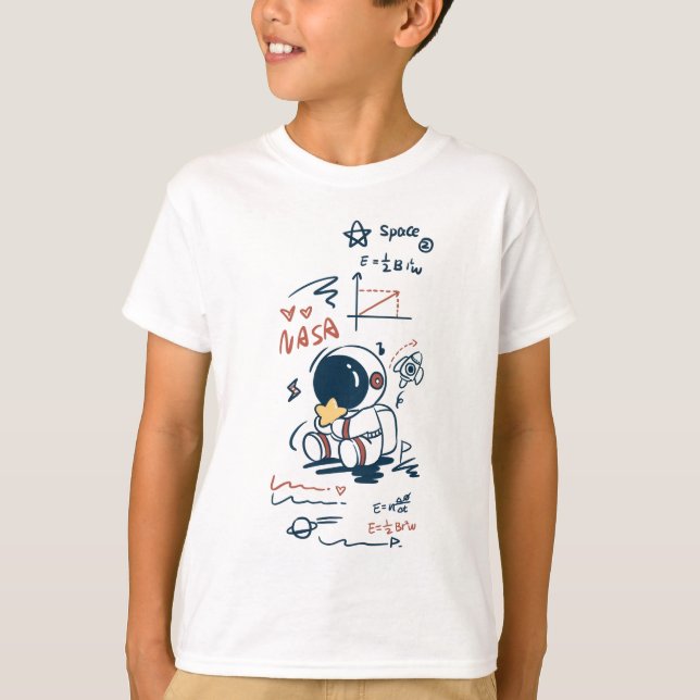 Cute Astronaut Space Cartoon Graphic kid s T-Shirt (Devant)