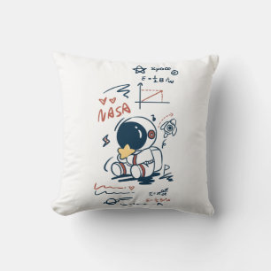 Cute Astronaut Space Cartoon Throw Pillow