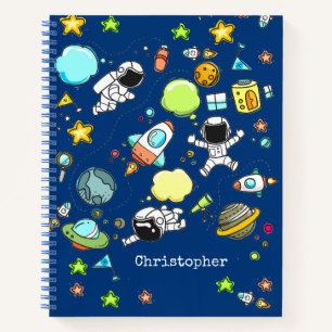 Cute Astronaut Space Rockets Nom du Motif Carnet