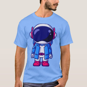 Cute Astronaut Wearing Suit Cartoon T-Shirt