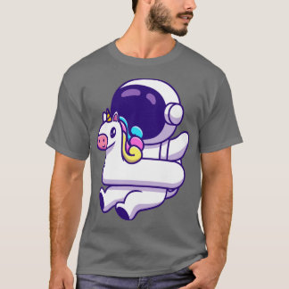 Cute Astronaut Wearing Unicorn Swimming Tires T-Shirt