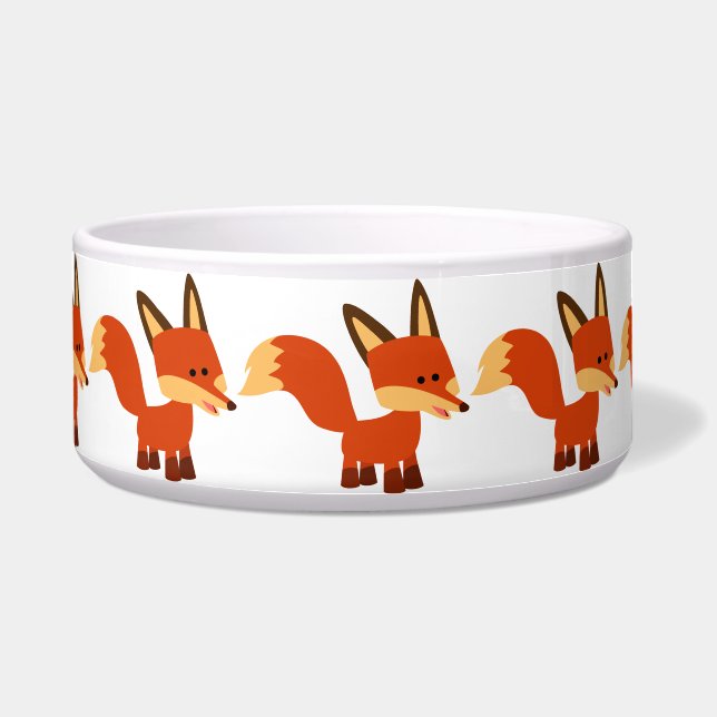 Cute Astute Cartoon Fox Dog Bowl (Front)