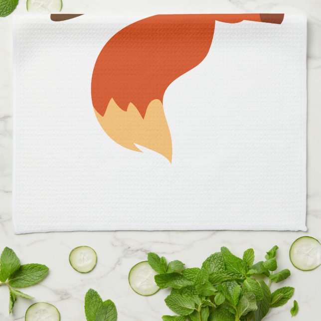 Cute Astute Cartoon Fox Kitchen Towel (Folded)