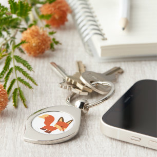 Cute Astute Cartoon Fox Metal Keychain