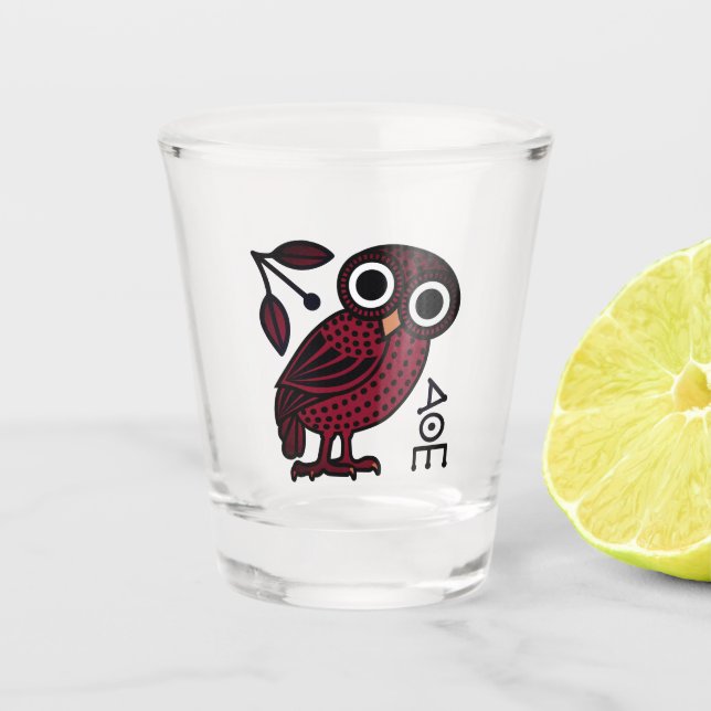 Cute Athenian Owl Coin Ancient Greek Shot Glass (Front)
