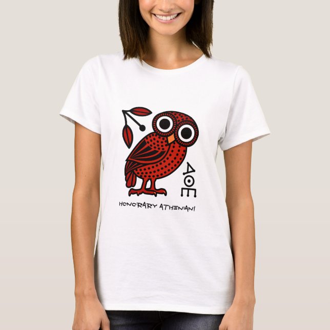 Cute Athenian Owl Coin Ancient Greek T-Shirt (Front)
