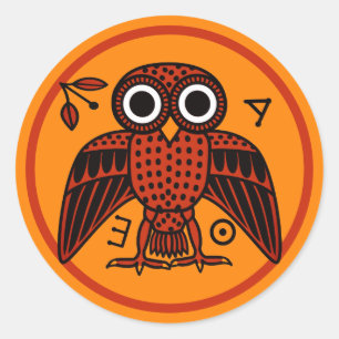 Cute Athenian Owl from Ancient Greece Classic Round Sticker