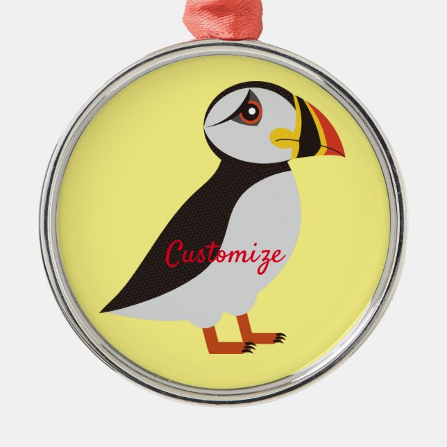 Cute Atlantic puffin design Thunder_Cove Metal Ornament (Front)