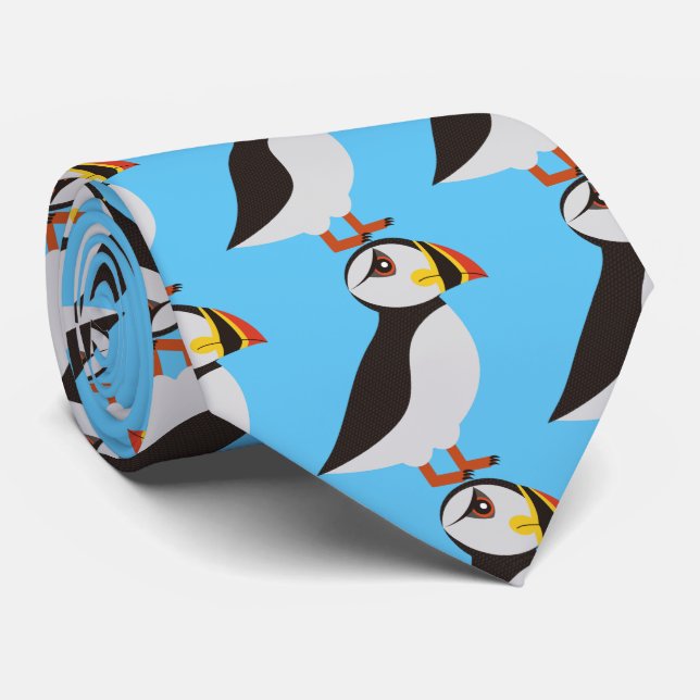 Cute Atlantic puffin design Thunder_Cove Tie (Rolled)