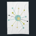 Cute Atomic Star Retro Turquoise Yellow Midcentury Kitchen Towel<br><div class="desc">Add a pop of colour to your kitchen with this cute atomic star kitchen towel. It features colours popular both in the mid 20th century as well as today - turquoise blue,  yellow,  olive green,  and black. It's a great way to add a little fun to your kitchen decor!</div>