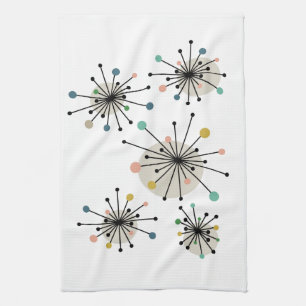 Cute Atomic Starburst Retro Mid Century Modern Kitchen Towel