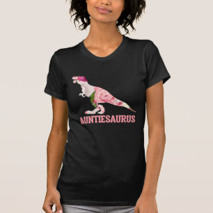 Cute Auntiesaurus Aunt Dino with Floral Flowes T-Shirt