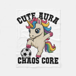 Cute Aura Soccer Unicorn Chaos Core Just Girl Who  Fleece Blanket