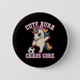 Cute Aura Unicorn Just Girl Who Loves Soccer Chaos 2 Inch Round Button