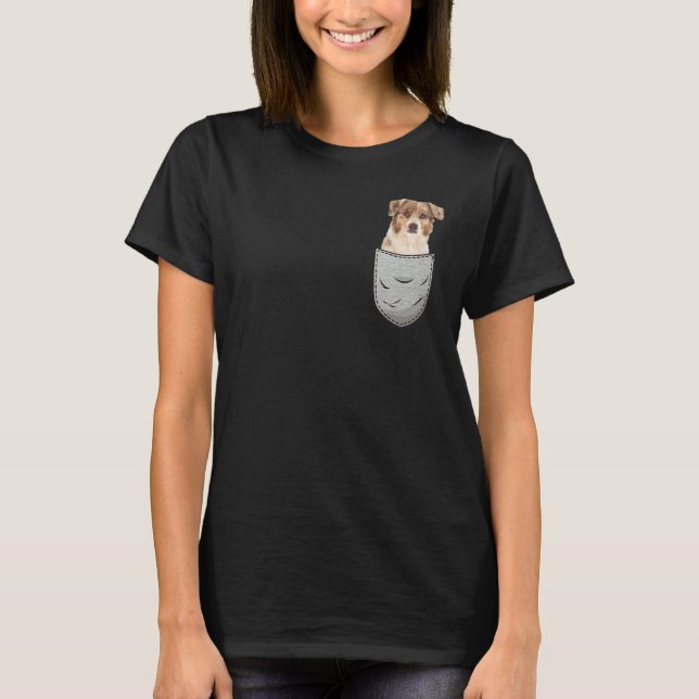 Cute Aussie Australian Shepherd For Dog  Pocket Ow T-Shirt (Front)