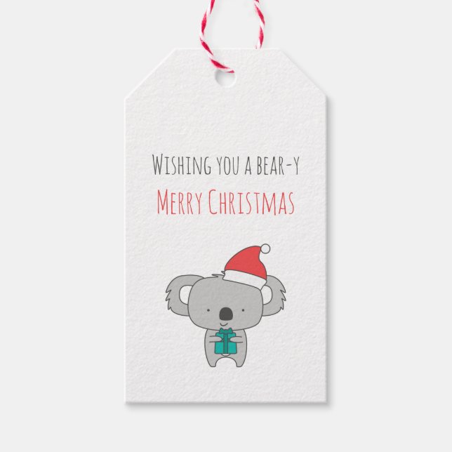 Cute Aussie Koala Christmas Gift Tag - Personalize (Front)