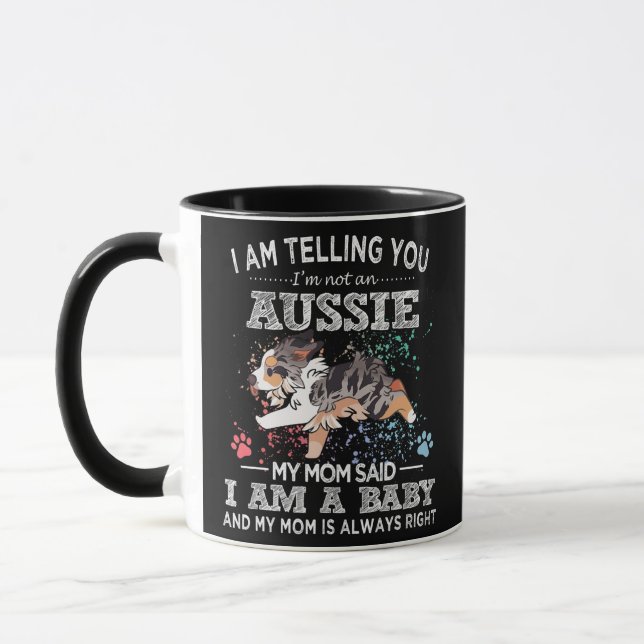 Cute Aussie Mom Puppy Australian Shepherd Dog Mug (Left)