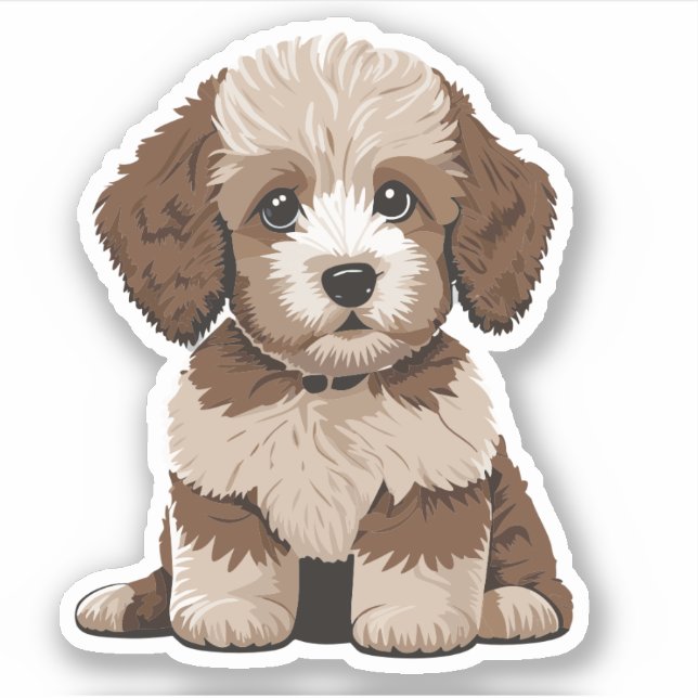 Cute Aussiedoodle Puppy Doodle Dog Vinyl  (Front)