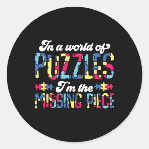 Cute Austism Awareness Present Groovy Puzzle Missi Classic Round Sticker
