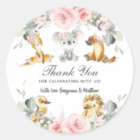 Cute Australian Animals Pink Floral Greenery