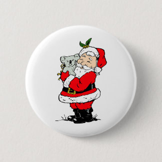 Cute Australian Christmas Santa with koala 2 Inch Round Button