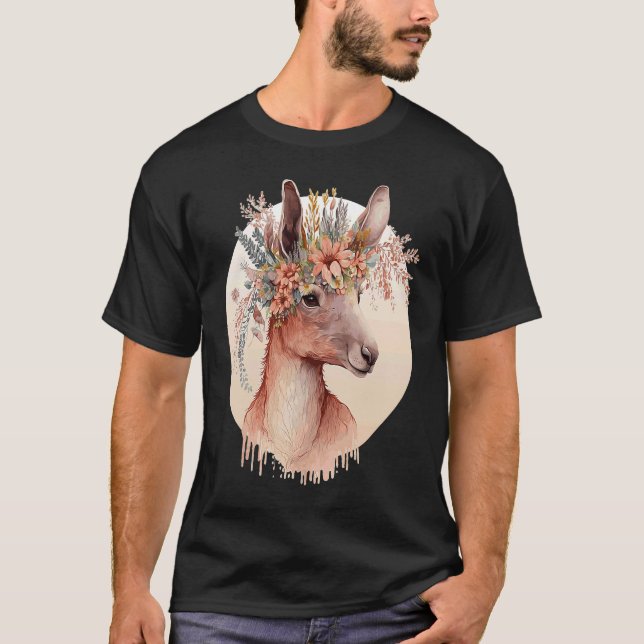 Cute Australian Kangaroo Flower Crown Animal T-Shirt (Front)