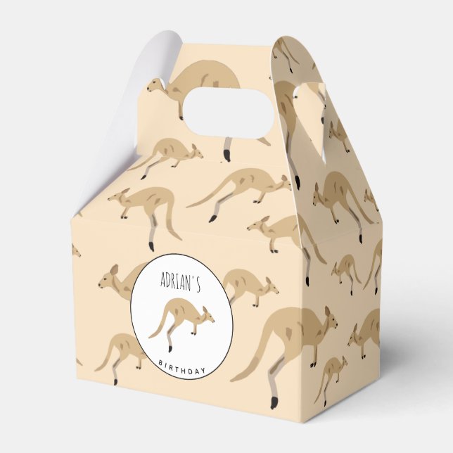 Cute Australian Kangaroo Pattern Kids Birthday Favor Box (Front Side)