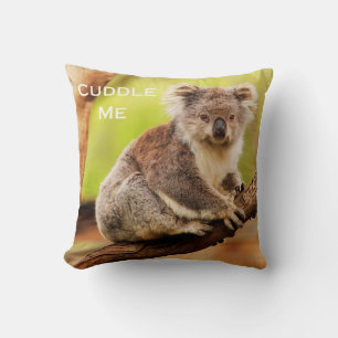 Cute Australian Koala in a Eucalyptus Tree Throw Pillow