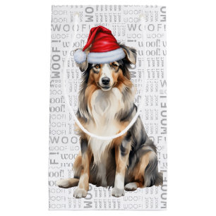 Cute Australian Shepherd Christmas Dog Small Gift Bag