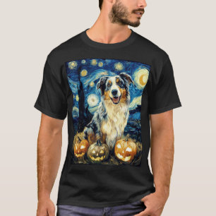 Cute Australian Shepherd Dog Halloween Jack O Lant T-Shirt