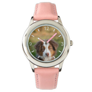 Cute Australian Shepherd Dog Puppy - dial-plate Watch
