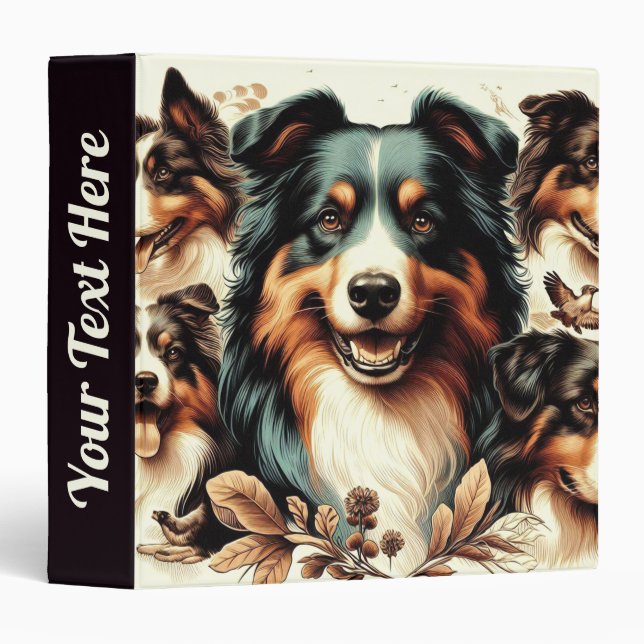 Cute Australian Shepherd Painting Binder (Front/Spine)