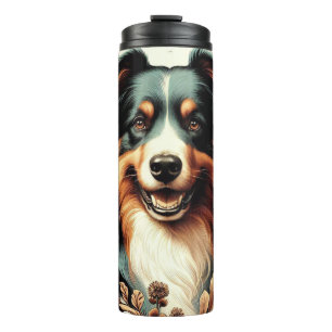 Cute Australian Shepherd Painting Thermal Tumbler