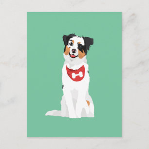 Cute Australian Shepherd Puppy with Red Bandana Postcard
