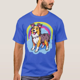 Cute Australian Shepherd Rainbow Cloud Kawaii Dog T-Shirt