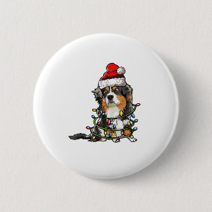 Cute Australian Shepherd Santa Christmas Tree Ligh 2 Inch Round Button