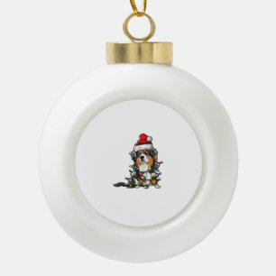 Cute Australian Shepherd Santa Christmas Tree Ligh Ceramic Ball Christmas Ornament