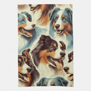 Cute Australian Shepherd Seamless Kitchen Towel