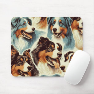 Cute Australian Shepherd Seamless Mouse Pad